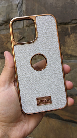 iPhone 13 Pro max Premium Onegif Ring  Leather case - off-white