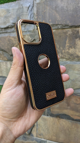 iPhone 13 Pro max Premium Onegif Ring Leather case - Black