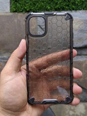 Hybrid Armor Case for iPhone 11 Black Color with Honeycomb structure design