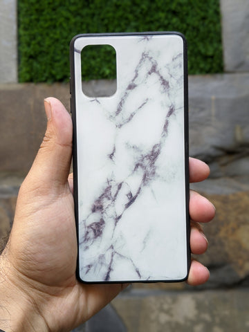 Tempered Scratchless White Marble Glass Case for Samsung A71