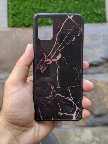 Tempered Scratchless Black Marble Glass Case for Samsung A51