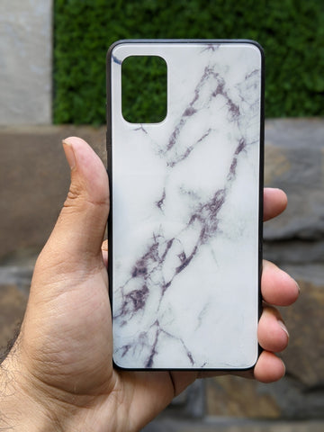 Tempered Scratchless White Marble Glass Case for Samsung A51