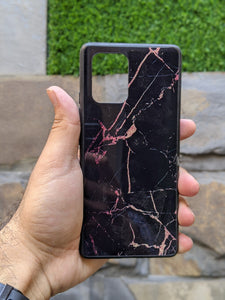 Tempered Scratchless Black Marble Glass Case for Samsung S10 Lite