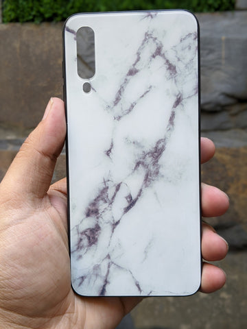 Tempered Scratchless White Marble Glass Case for Samsung A50