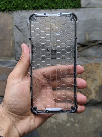 Reno 2f for Transparent Hybrid Armor Case with Honeycomb structure design - White Color