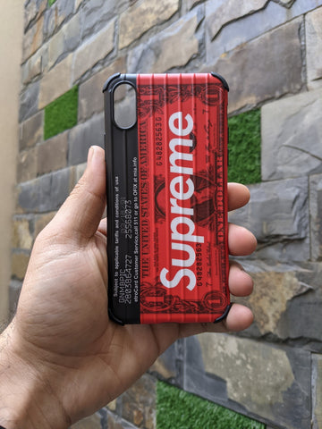 iPhone X / Xs Supreme Dollar Elastic Rubber Soft Case - Red