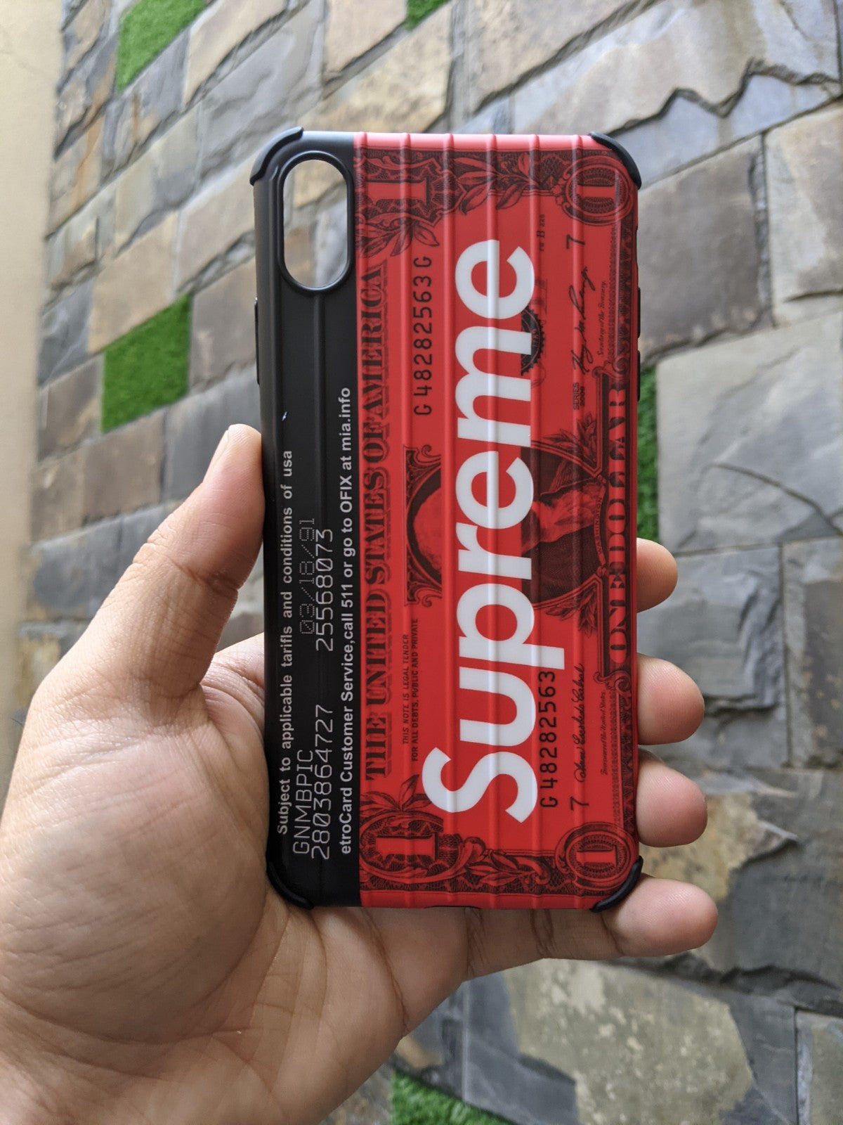 iPhone XMax / XsMax Supreme Dollar Elastic Rubber Soft Case - Red